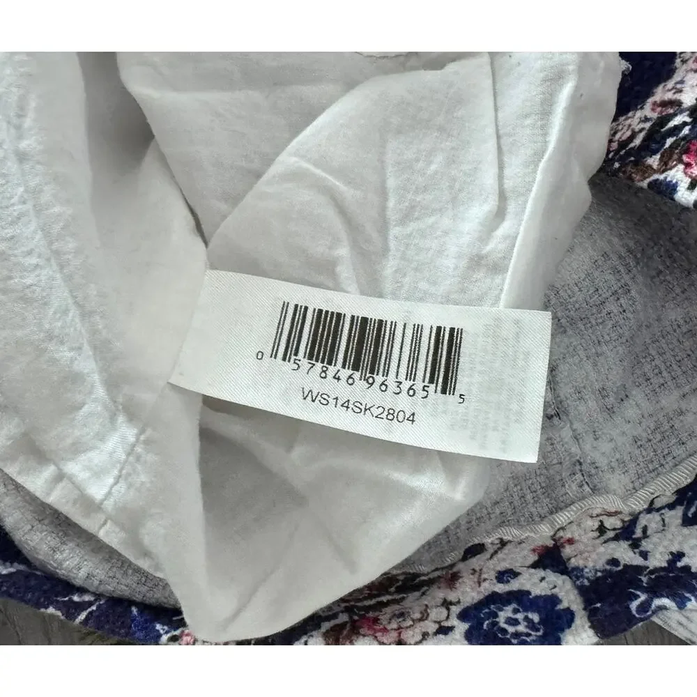 Joe Fresh Size 12 Pencil Skirt Lined Blue Wite Print Back Zipper Size 12